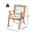 Expandable Acacia Wood Outdoor Dining Set with Rope Chairs - 7 Piece