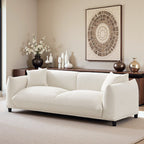 Mid-Century Modern Luxury Sofa with Tufted Design - Light Brown or White