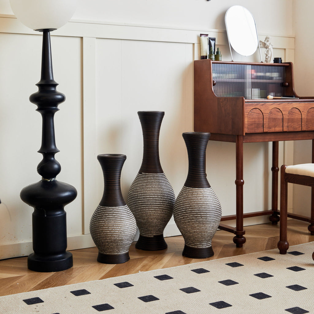 Tall Designer Floor Vase with Elegant 2 Tone - White or Dark Brown
