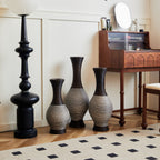 Tall Designer Floor Vase with Elegant 2 Tone - White or Dark Brown