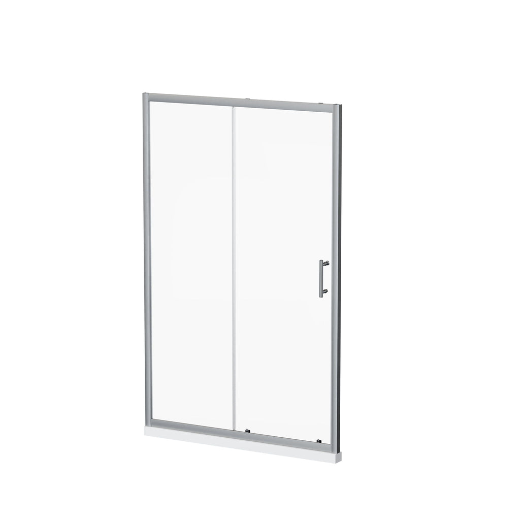 Single Sliding Shower Door with Handle - Chrome, Tempered Glass