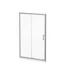 Single Sliding Shower Door with Handle - Chrome, Tempered Glass