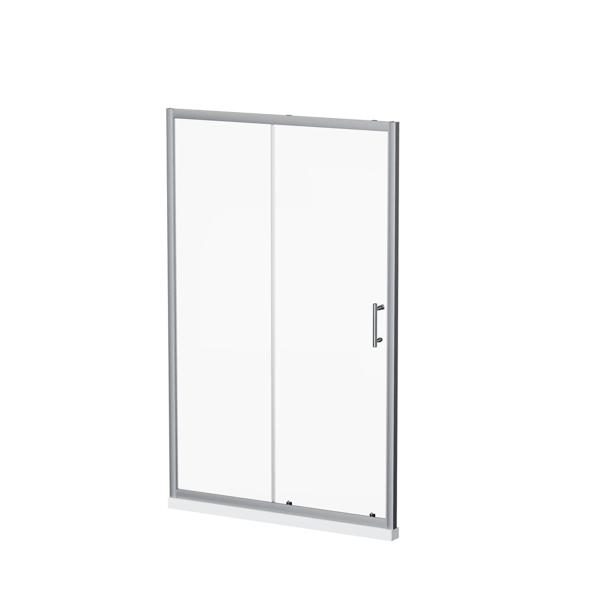Single Sliding Shower Door with Handle - Chrome, Tempered Glass
