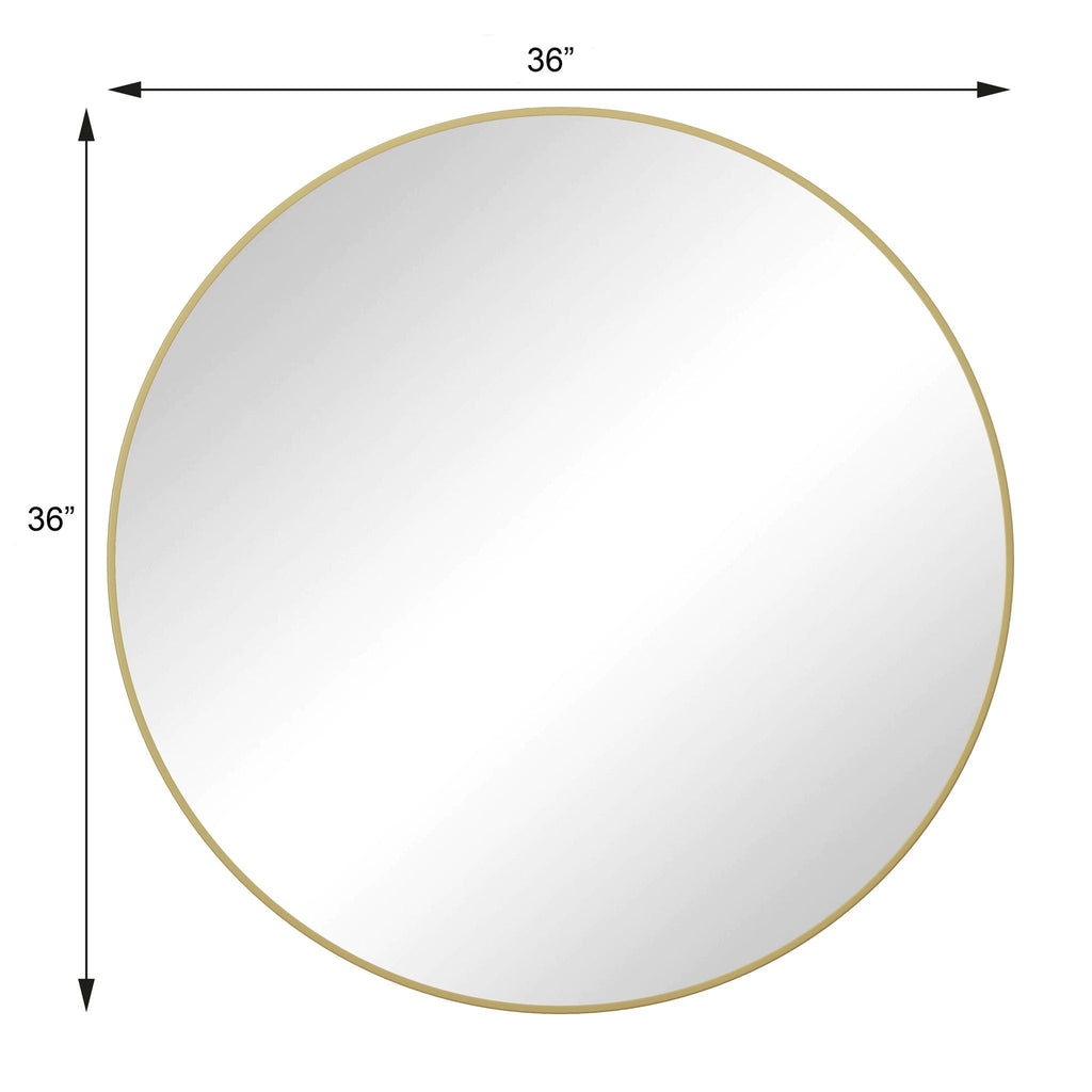 Metal Framed Circular Wall Mirror with Modern Design - Black or Gold