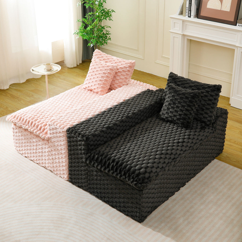 Multifunctional 4-Seater Stationary Sofa with Adjustable Layout - Pink & Black