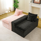 Multifunctional 4-Seater Stationary Sofa with Adjustable Layout - Pink & Black