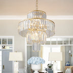 20' Modern Crystal Chandelier with 4-Tier Design - Gold