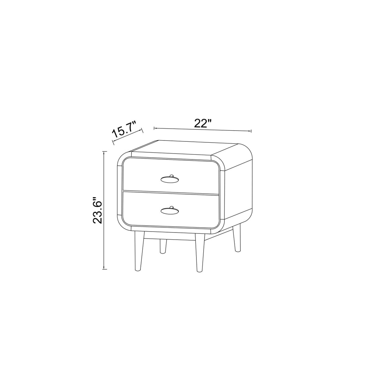 Alexa Night Stand with Solid Wood Construction - Brown