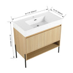 Modern Bathroom Vanity Combo with Single Resin Sink and Storage Cabinet - Light Brown