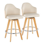 Contemporary Fixed Height Counter Stool with Bamboo Back & Swivel - Beige or Dark Gray