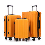 3-Piece ABS Spinner Wheel Luggage Set with TSA Lock - Black and Orange