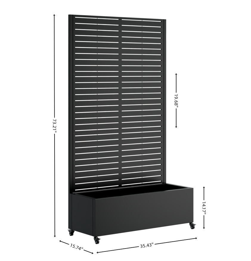 Metal Planter Box with Trellis - Raised Garden Bed with Wheels