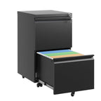 Metal Drawer Mobile File Cabinet with Lock for Secure Organization - White or Black