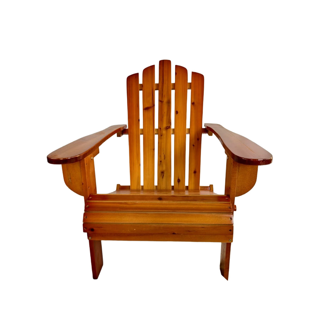 Foldable Solid Wood Adirondack Chair with Classic Design - Oak Finish