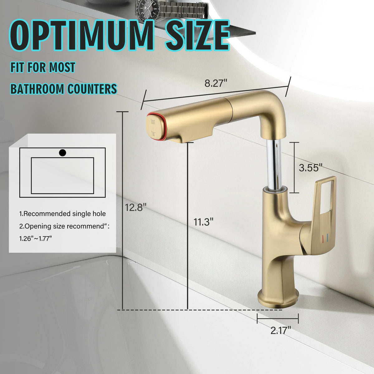 Tall Pull Down Vessel Faucet with Dual Spray Modes - Gold or Black