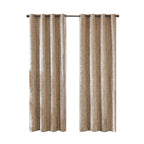 Knitted Jacquard Damask Total Blackout Grommet Top Curtain Panel - Champagne