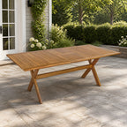 Acacia Wood Telescopic Outdoor Dining Table with Adjustable Length - Teak Finish