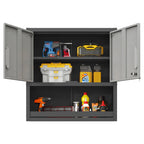 Metal Wall Mounted Tool Storage Cabinet with Locking Door - Gray