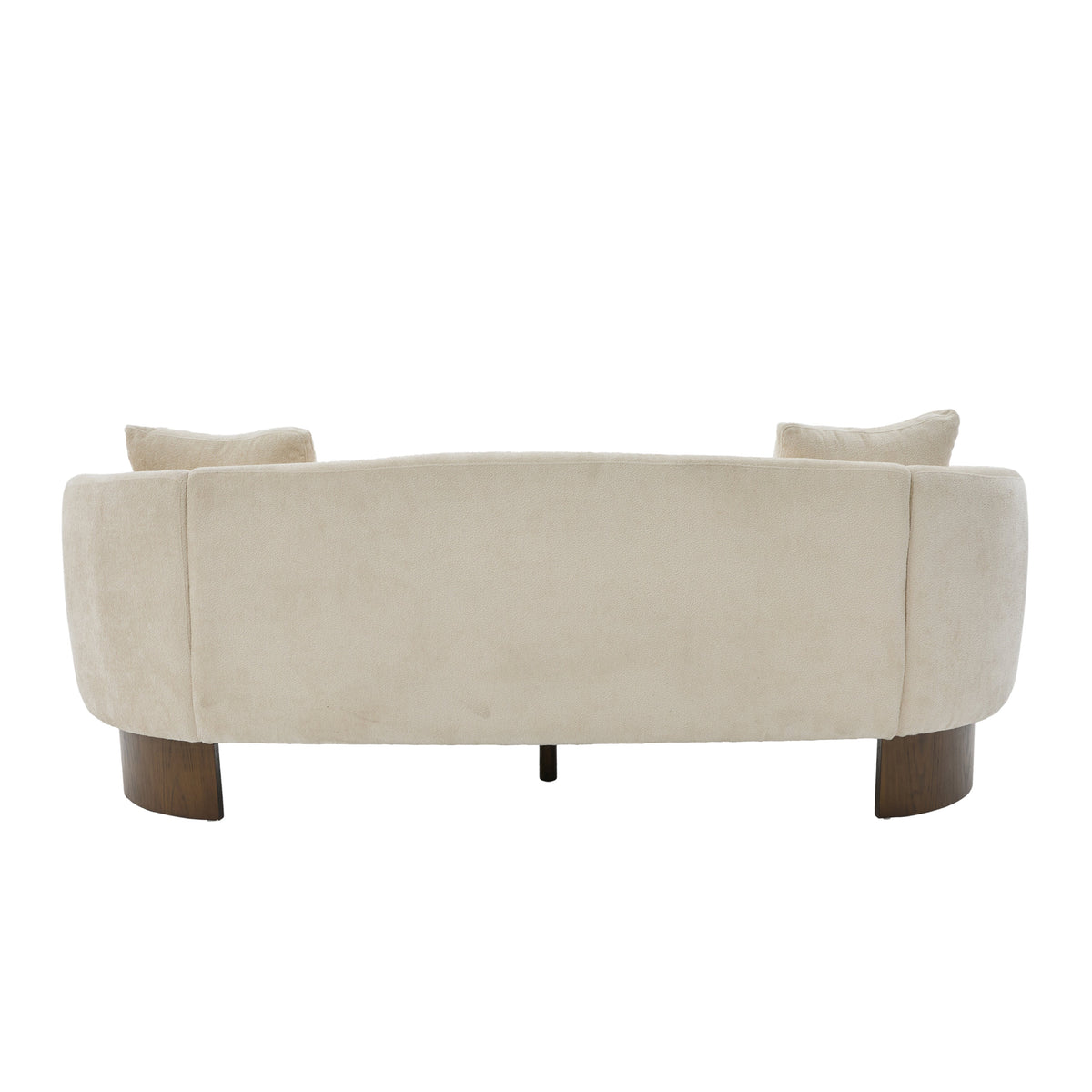 81 in. Curved Boucle Sofa with Wooden Base - Boucle Upholstery
