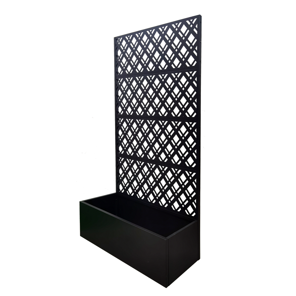 Metal Planter Raised Garden Bed with Trellis - Iron