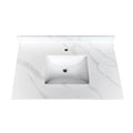 37-Inch Quartz Bathroom Vanity Top with Undermount Single Bowl - White