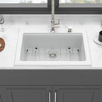 Quartz Kitchen Sink 30" x 22" Granite Composite Workstation Drop In - White