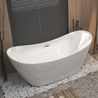 Freestanding Tub with Overflow and Ergonomic Design – White
