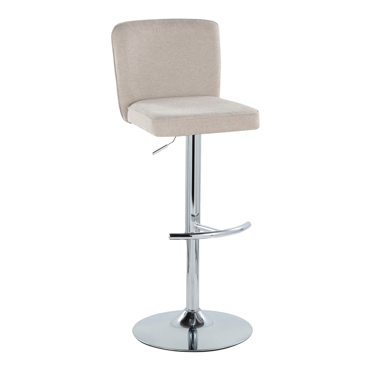 Contemporary Adjustable Barstool Set with Swivel & T Footrest - Black, White, Beige