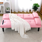 Foldable Sofa Bed with Cup Holder and Solid Wood Frame - Multiple Colors