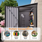 Lean-To Storage Shed with Windows and Sloping Roof - Gray