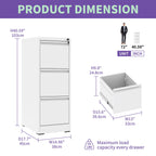 Steel Vertical File Cabinet with Lock – Multiple Sizes - Black or White