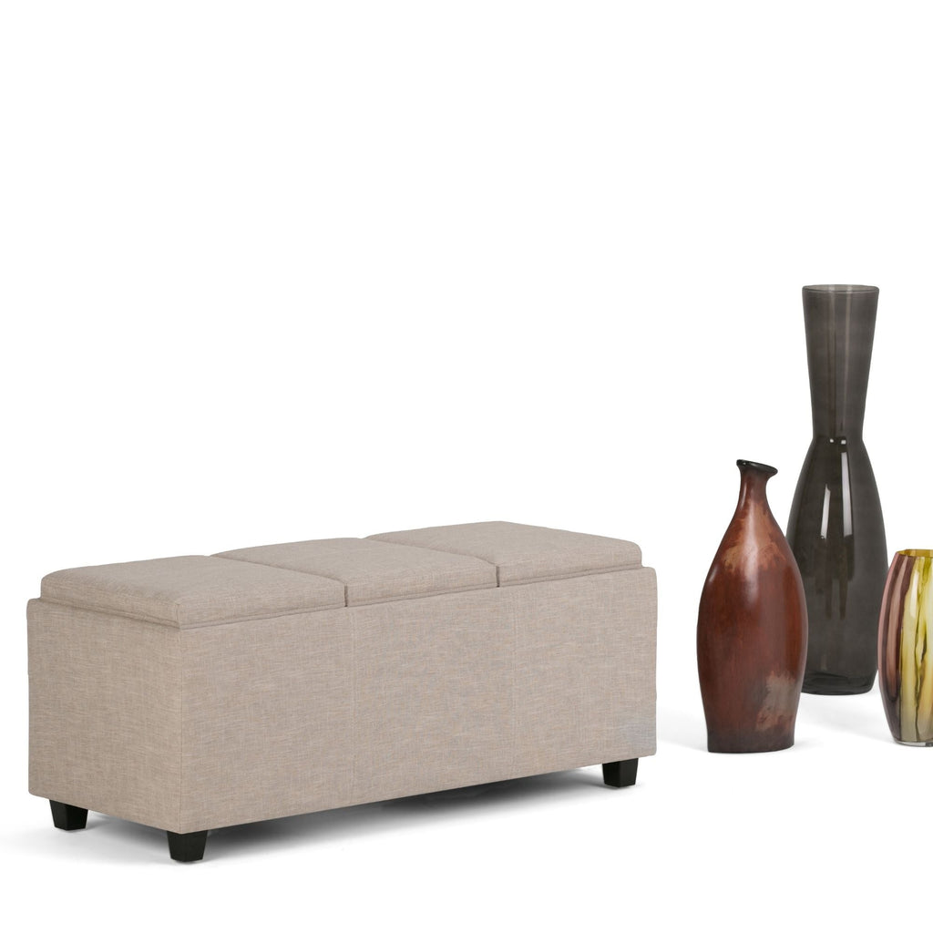 Avalon Upholstered Storage Ottoman with Flip-Over Serving Trays - Multiple Colors