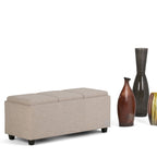 Avalon Upholstered Storage Ottoman with Flip-Over Serving Trays - Multiple Colors