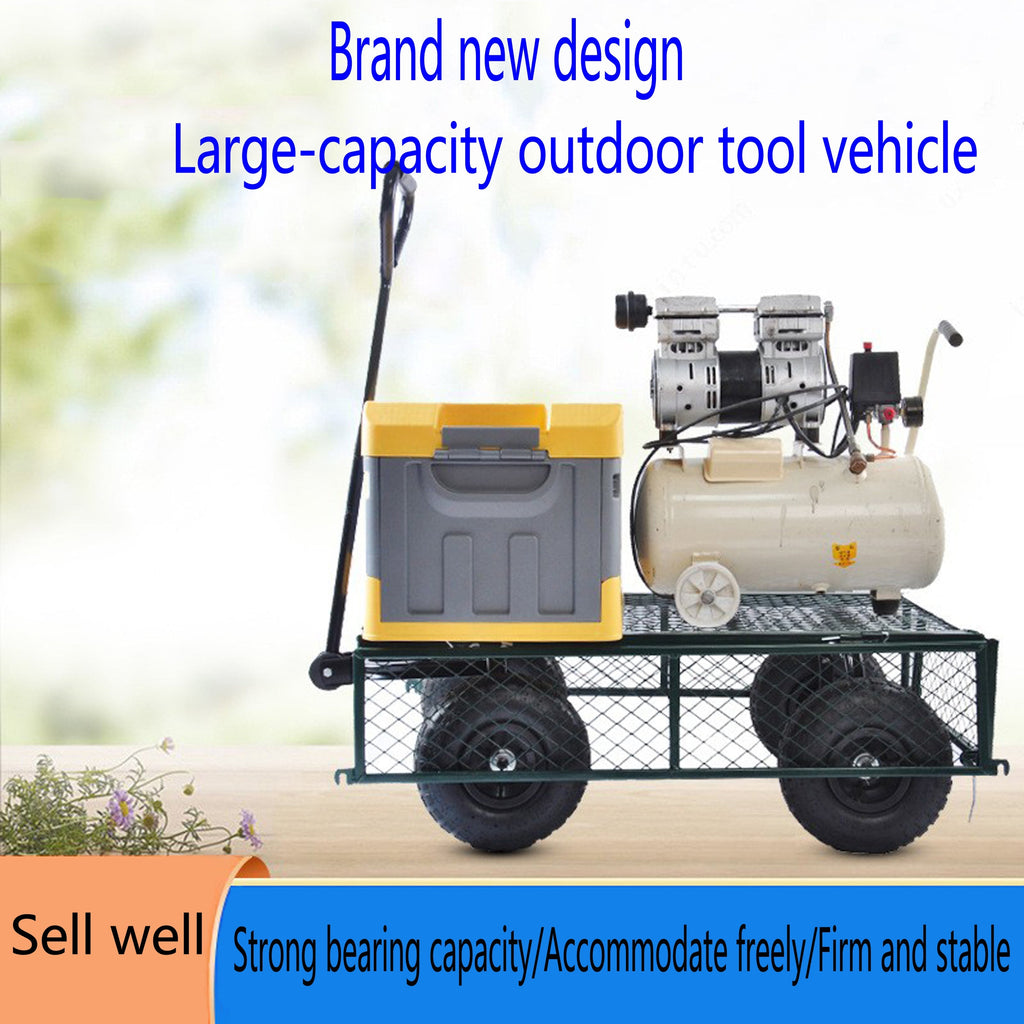 Green Outdoor Wagon Cart with Foldable Steel Frame - 550 lb Capacity