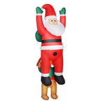 7ft Hanging Christmas Inflatable Santa with Dog with LED Lights - Brown, Green, Red