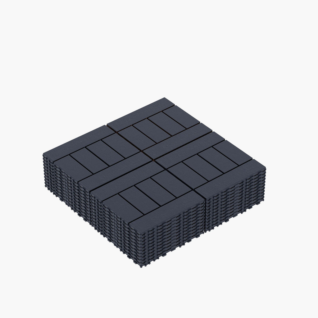 H Style Interlocking Deck Tiles with Anti-Slip Design - Dark Gray or Dark Brown