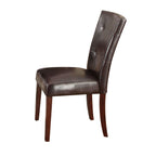 Synthetic Leather Side Chair Set with Button-Tufted Backrest - Brown / Walnut