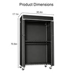 Freestanding Garment Rack with Dust Cover – Iron Frame, Mobile - Black