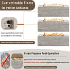 Rectangular Propane Fire Pit with Stainless Steel Burner - Beige or Gray