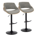 Mid-Century Modern Adjustable Bar Stool Set with Rounded T Footrest - Dark Gray or Light Blue