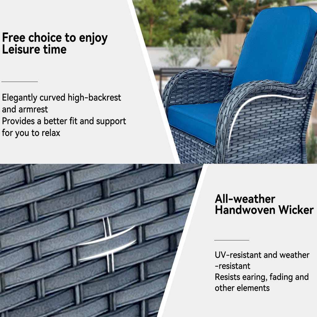 Wicker Outdoor Swivel Chairs Set with Side Table - Rattan, Weather-Resistant