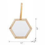 Light Brown Hexagon Wall Accent Mirror with Wood Frame – Set of 2