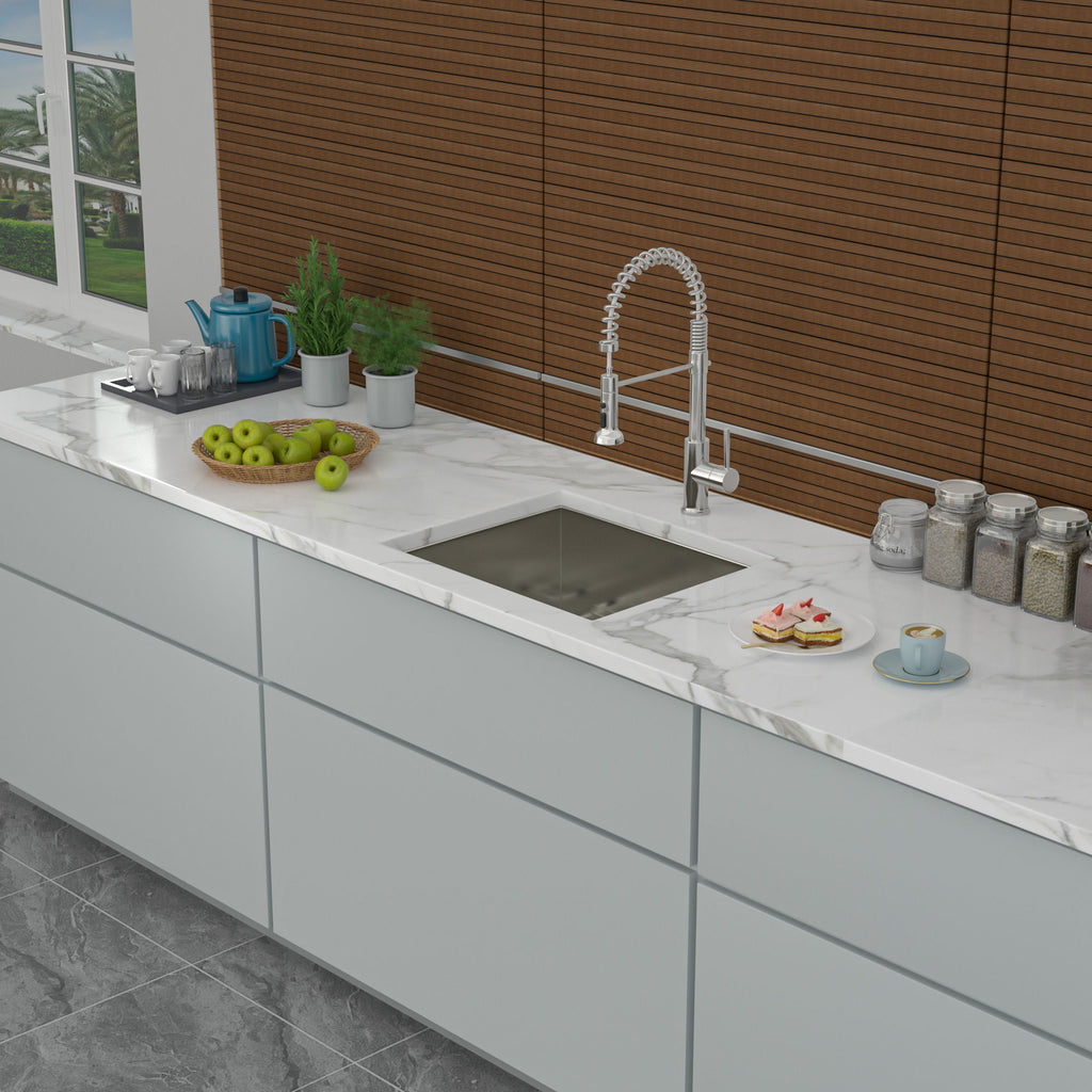 Modern Undermount Stainless Steel Kitchen Sink 16 Gauge, Deep Single Bowl - Gray
