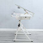 Adjustable Tempered Glass Drafting Printing Table with Chair - Black or White