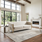 Modern Velvet Sofa with Gold Accents - Chesterfield Design - Black Velvet