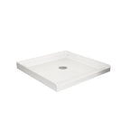 Centered Drain Shower Pan with 3-Side Tile Flanges - White