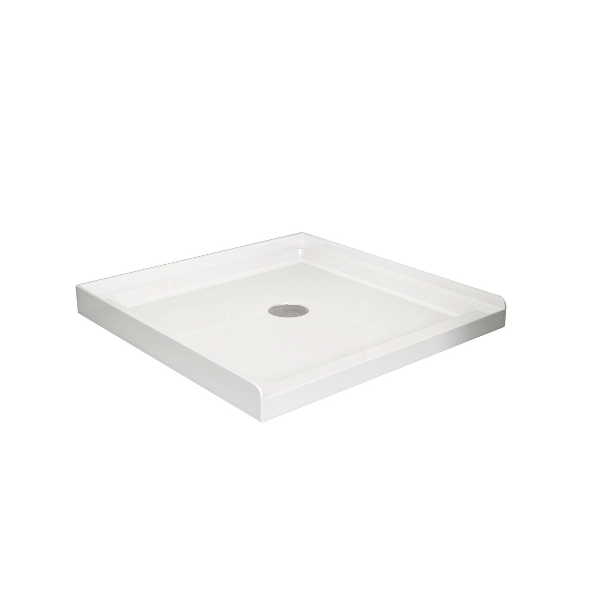 Centered Drain Shower Pan with 3-Side Tile Flanges - White