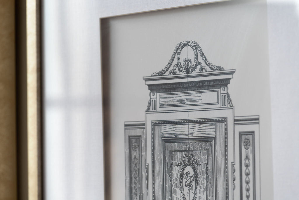 Architectural Wall Art Set with Pencil Design - Silver