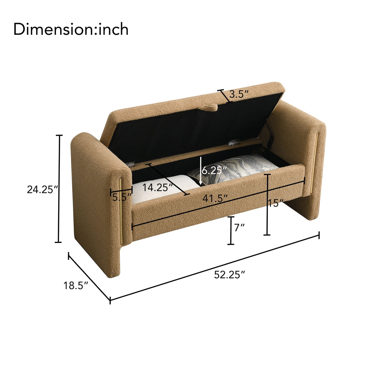 Modern Teddy Upholstered Bed End Bench with Storage - Multiple Colors