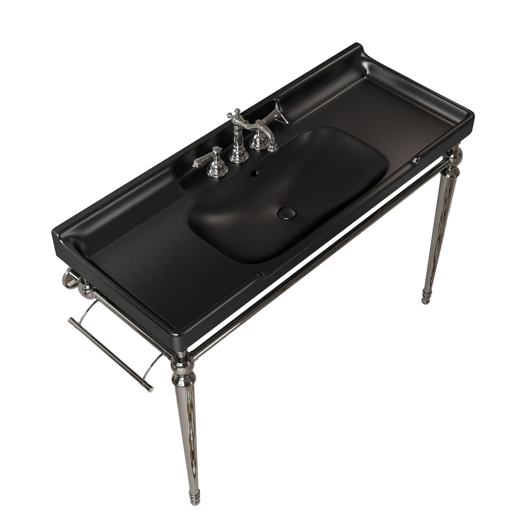 48-Inch Bathroom Ceramic Basin with 3 Pre-Drilled Holes - White or Black